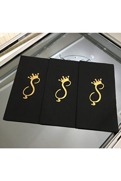 busrasdesign منديل بطبعة ذهبية مذهبة مكون من 16 قطعة