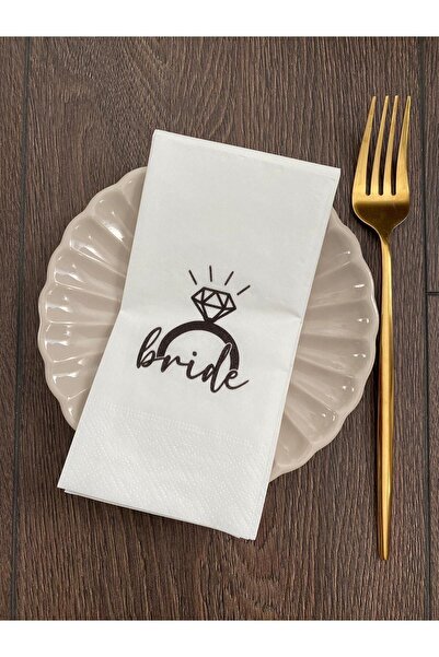 busrasdesign Bride Solitaire Printed Napkin 16 Pieces