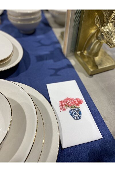 busrasdesign بلو بلانك 4 منديل عرض مطبوع 16 قطعة