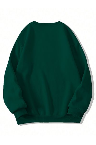Ginevra Φούτερ Unisex Crew Neck Smile με στάμπα Oversize Loose Cut Fleece φούτερ