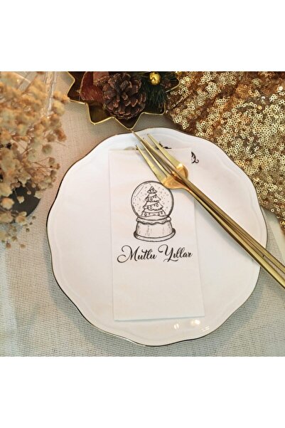 busrasdesign سنو غلوب عيد ميلاد سعيد منديل العرض 16 قطعة