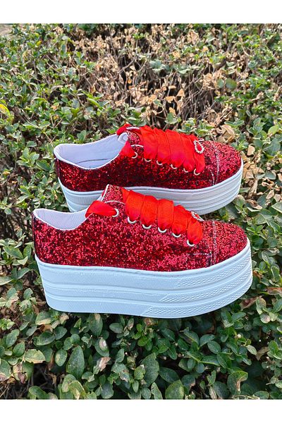 Ayakkabı Tutkusu Stilo ® Red Shoes Glitter Platform Heel Evening Dress Sports Shoes