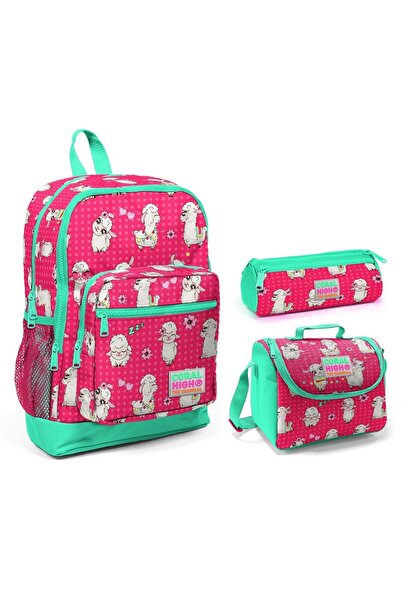 Coral High Набір шкільних рюкзаків для дівчаток з принтом лами, 3 шт.