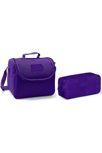 Yaygan Coral High Lunch Box and Pen Holder Set - Purple - Girl