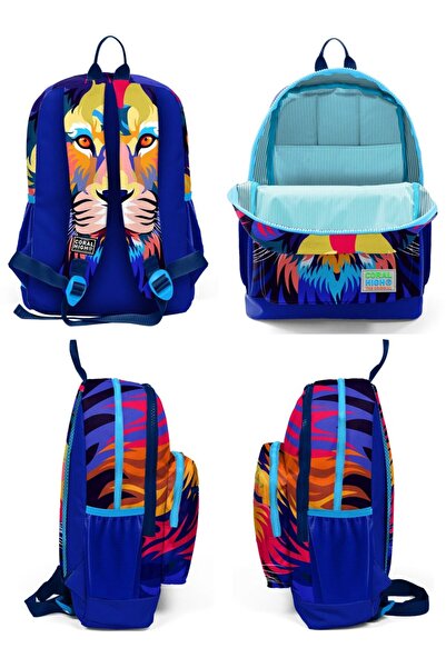 Coral High Set rucsac și geantă de prânz pentru școala primară - băiat leu bleumarin