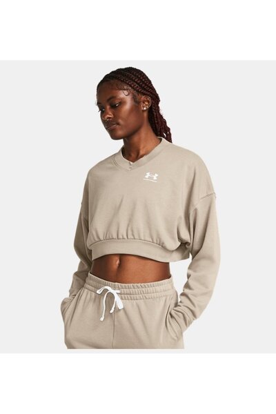 Under Armour Kadın UA Rival Terry Oversized Crop Crew Uzun Kollu 1382738-204
