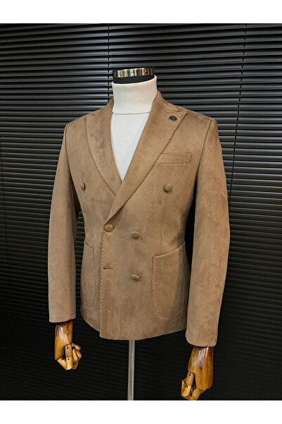 Terziayhan Двуредно кадифено кадифено сако Milk кафе