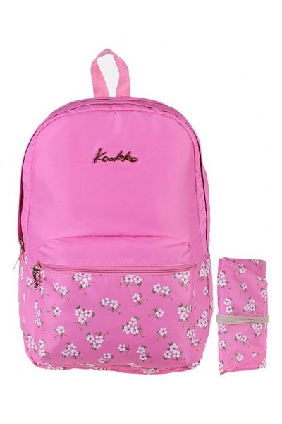 KAUKKO Set de rucsac moale, floral, roz, floral, liceu și zilnic