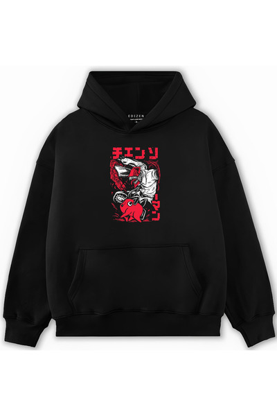 Edizen سويت شيرت بغطاء للرأس مصنوع من القطن بنسبة 100% مقاس كبير 2024 من Chai...