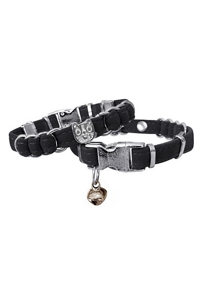 Markapet Velvet Cat Collar with Cat Head 20-32 cm Black