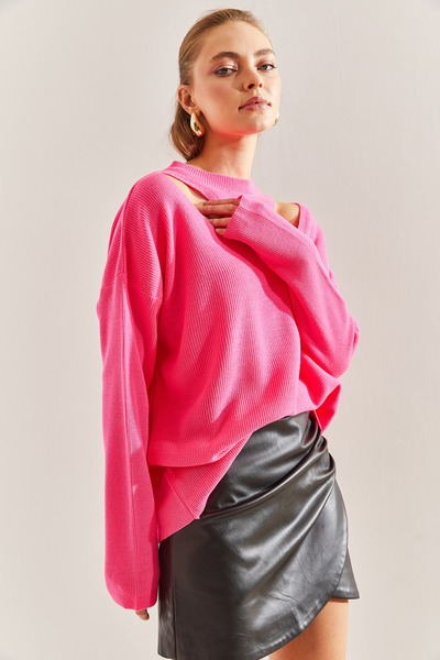 Bianco Lucci Γυναικείο Πλεκτό πουλόβερ με λεπτομέρεια ώμου