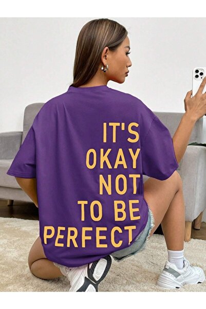 Tarzsokak Γυναικείο μπλουζάκι Purple Its Okay με στάμπα Oversize