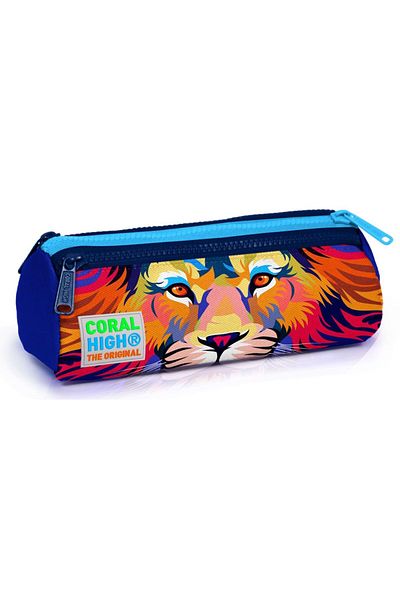 Coral High Τσάντα στυλό τριών διαμερισμάτων Navy Blue Lion (ΜΟΛΥΒΙ) - Αγόρι