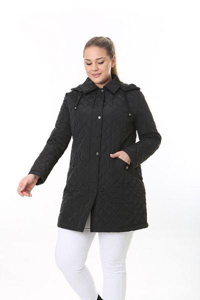 TUTveAL Collection Women's Long Water Resistant Memory Fabric Hooded Coat Large Size Coat