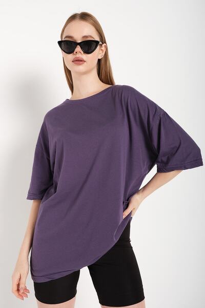 Tarzsokak Tricou oversize violet pentru damă