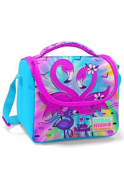 Coral High Cutie de prânz pentru școala primară pentru fete - Flamingos albastru roz - izolată