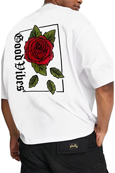 Tarzsokak Oversize Rose Unisex Λευκό T-shirt