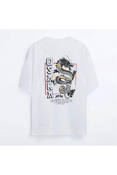 Adrift Tricou oversize alb unisex Tricou Osaka imprimat