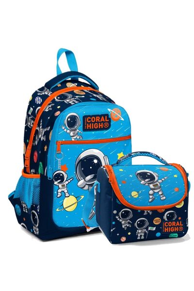 Coral High Набір шкільних рюкзаків та сумок для харчування для початкової школи - для хлопчиків, синьо-блакитний, астронавт