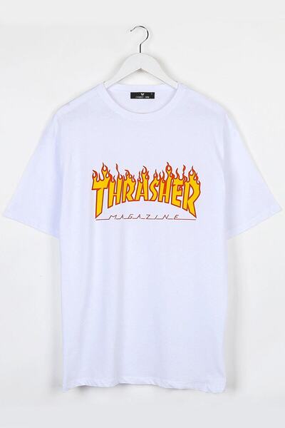 Adrift Μπλουζάκι White Trasher Printed Unisex Oversize