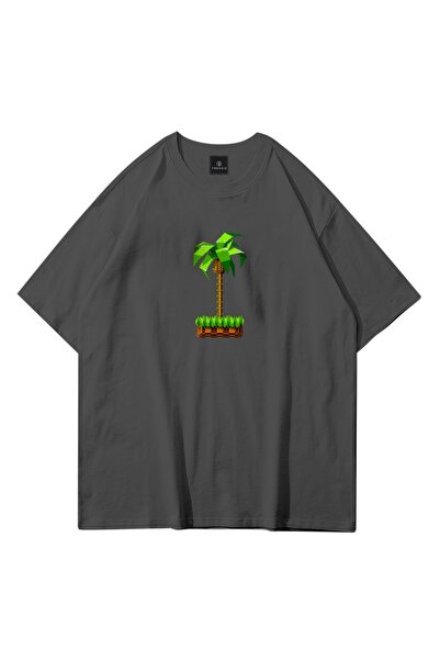 Tarzsokak Tricou unisex Lonely Palm Tree Sonic Antracit