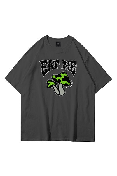 Adrift Unisex majica Eat Me Mushroom antracit boje
