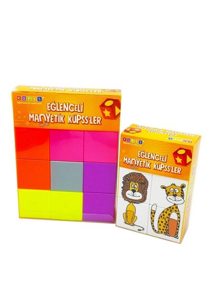KÜPSS Magnetic Cube Set ( Fluorescent Colors Cute Animals Puzzle ) Educational Puzzle Cubes