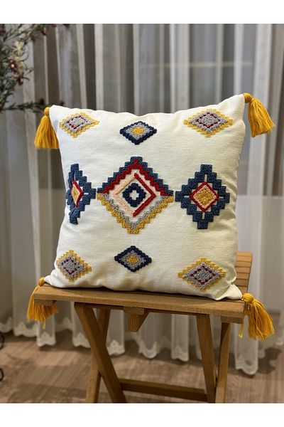 BUGİ HOME COLLECTİON SINGLE PUNCH EMBROIDERED EMBROIDERED DECORATIVE KIRLENT CASE