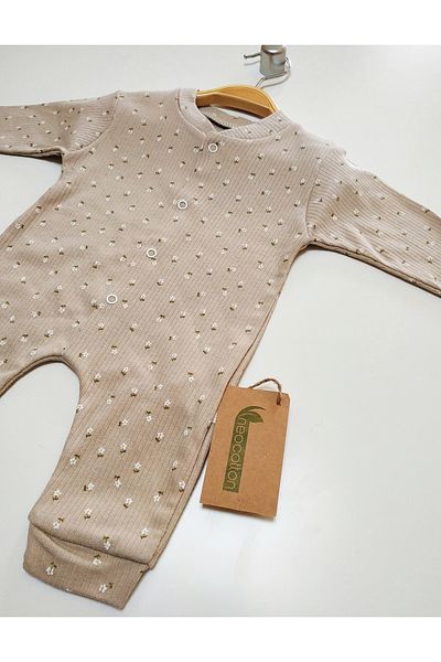 nc gift Cotton Ribbed Front Snaps Baby Jumpsuit Without Booties with Cuffs