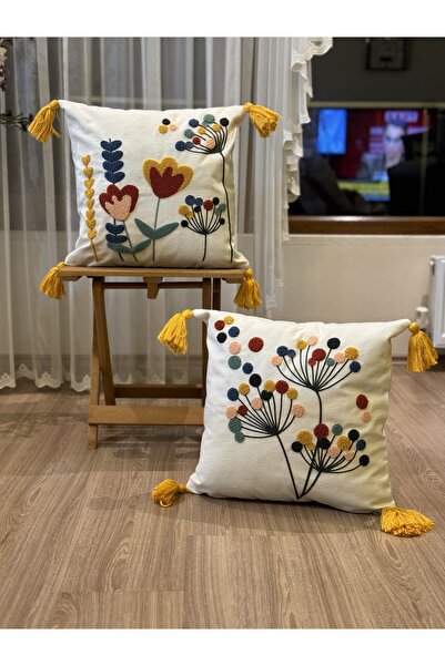 BUGİ HOME COLLECTİON CAZ DECORATIVA KIRLENT, 2 bucăți, brodate cu pumn, brodate