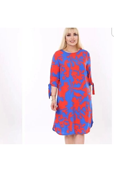 ModaSehle Women's Plus Size Sleeve Tie Detailed Dress