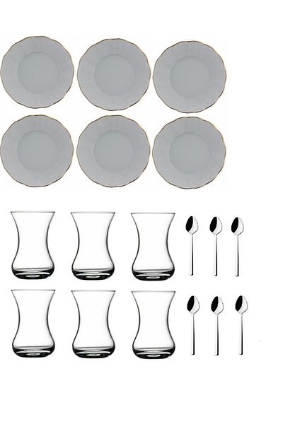 Paşabahçe 18 Piece Mother of Pearl Novice Tea Cup Set