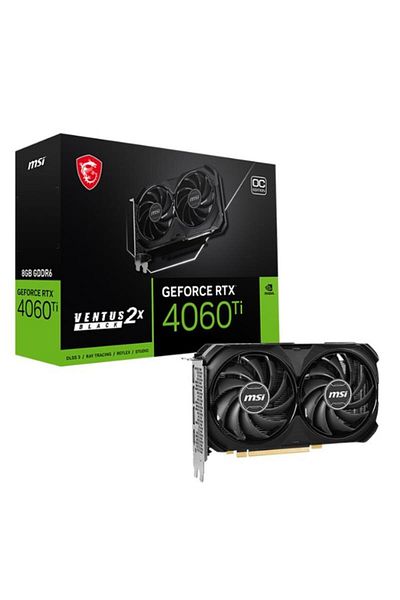 MSI بطاقة رسومات إم إس آي جيفورس آر تي إكس 4060 تي آي فينتوس 2X أسود 8 جيجا أوك 8 جيجا بايت Gddr6 128 بت 1Xhdmi 3Xdp