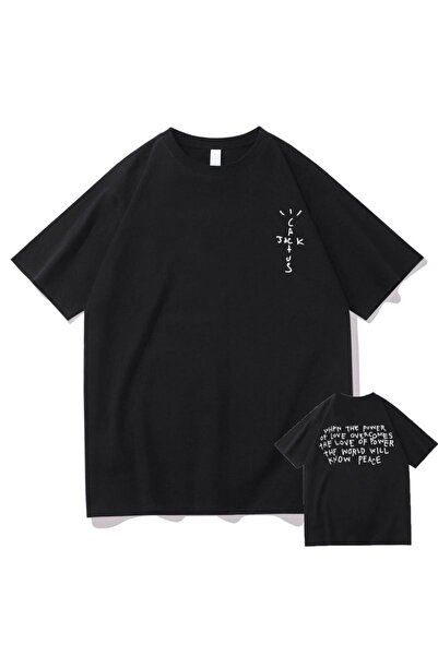 Adrift Ανδρικό μπλουζάκι με μαύρο Cactus Jack με στάμπα Oversize Crew Neck