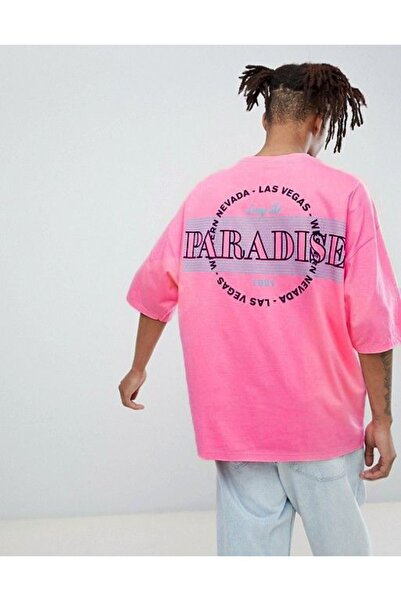 FANBOX SHOP Чоловіча футболка великого розміру Pink Paradise з принтом на спині