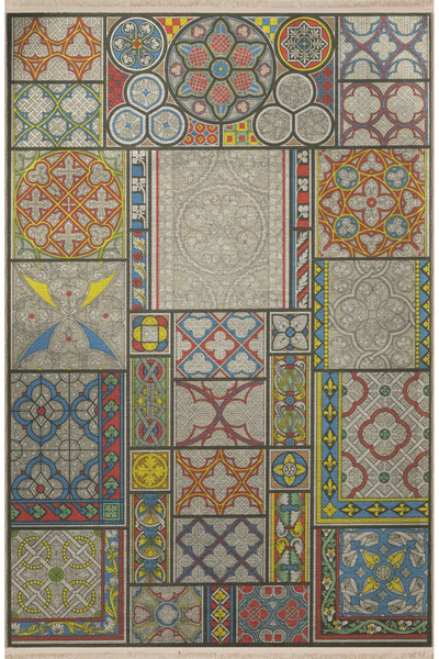 Rugs Modern Halı Δημιουργικό vintage διακοσμητικό χαλί με γκρι θέμα, πολύχρωμ...
