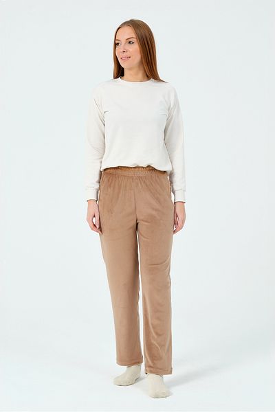 ZICCHO Plain Velvet Women's Pajama Bottoms with Elastic Waist