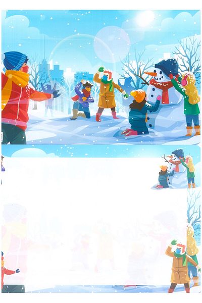 şahane parti Children Playing Snowballs Karne Case 20 Pieces