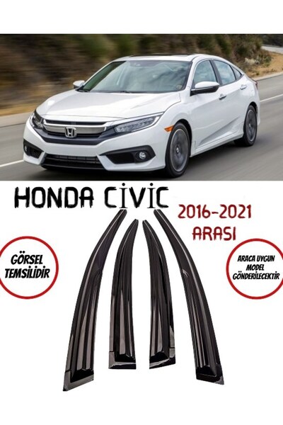 BALP Honda Civic Cam Rüzgarlığı 4-lü 2016-2021 Arası Takım