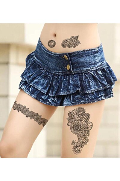 Mecit Tuhafiye SİYAH GÜL DANTEL VÜCUT GEÇİCİ DÖVME