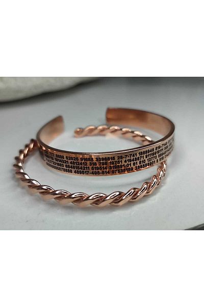 KAVELE 100% Pure Copper Bracelet-Grabovoi Number Secans Twisted Copper Bracelet