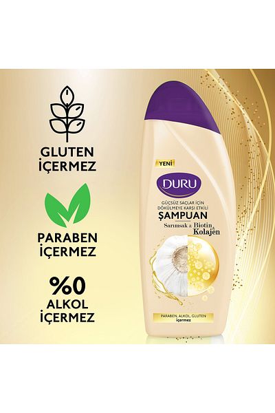 Duru Garlic and Biotin Collagen Shampoo - Anti-Spill Effect, 3x700 ml