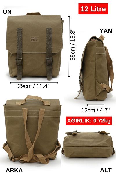 Old Cotton Τσάντα 7000 S Patroit Αδιάβροχη τσάντα για φορητό υπολογιστή 15,6 σχολικής πλάτης από κερωμένο καμβά