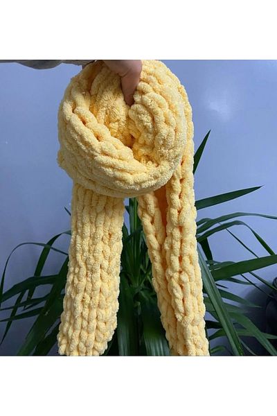 MONO COLLECTİON Puffy Hand Knitted Soft Scarf 160*20 Cm