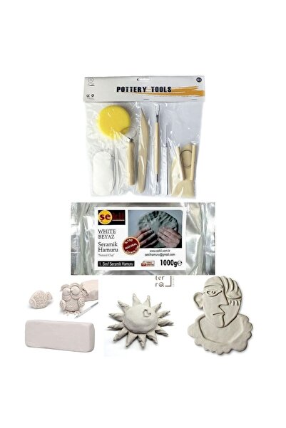 Art Tone Şekil White Beyaz Seramik Hamuru 1 Kg Kil 8'li Seramik Şekillendirme Seti