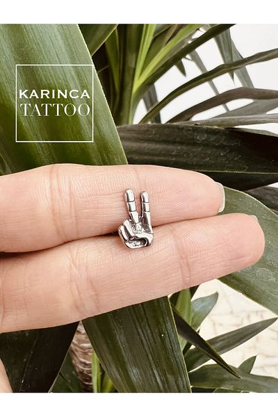Karınca Piercing Victory Peace Sign Tongue Piercing Surgical Steel Piercing (Ant Tattoo)