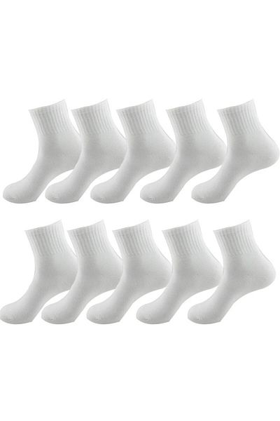 çorapmanya 10 Pairs Half Socks Women's Black and White Unlined College Tennis Socks