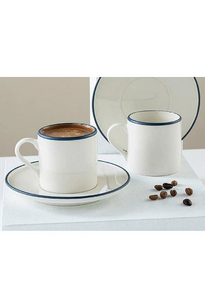 English Home Divot Porcelain - Set of 2 Coffee Cups, 100 Ml Dark Blue