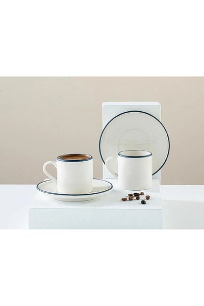 English Home Divot Porcelain - Set of 2 Coffee Cups, 100 Ml Dark Blue