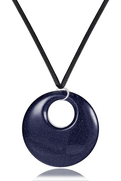 Tesbih Atölyesi Certified Leather String Natural Blue Star Stone Necklace